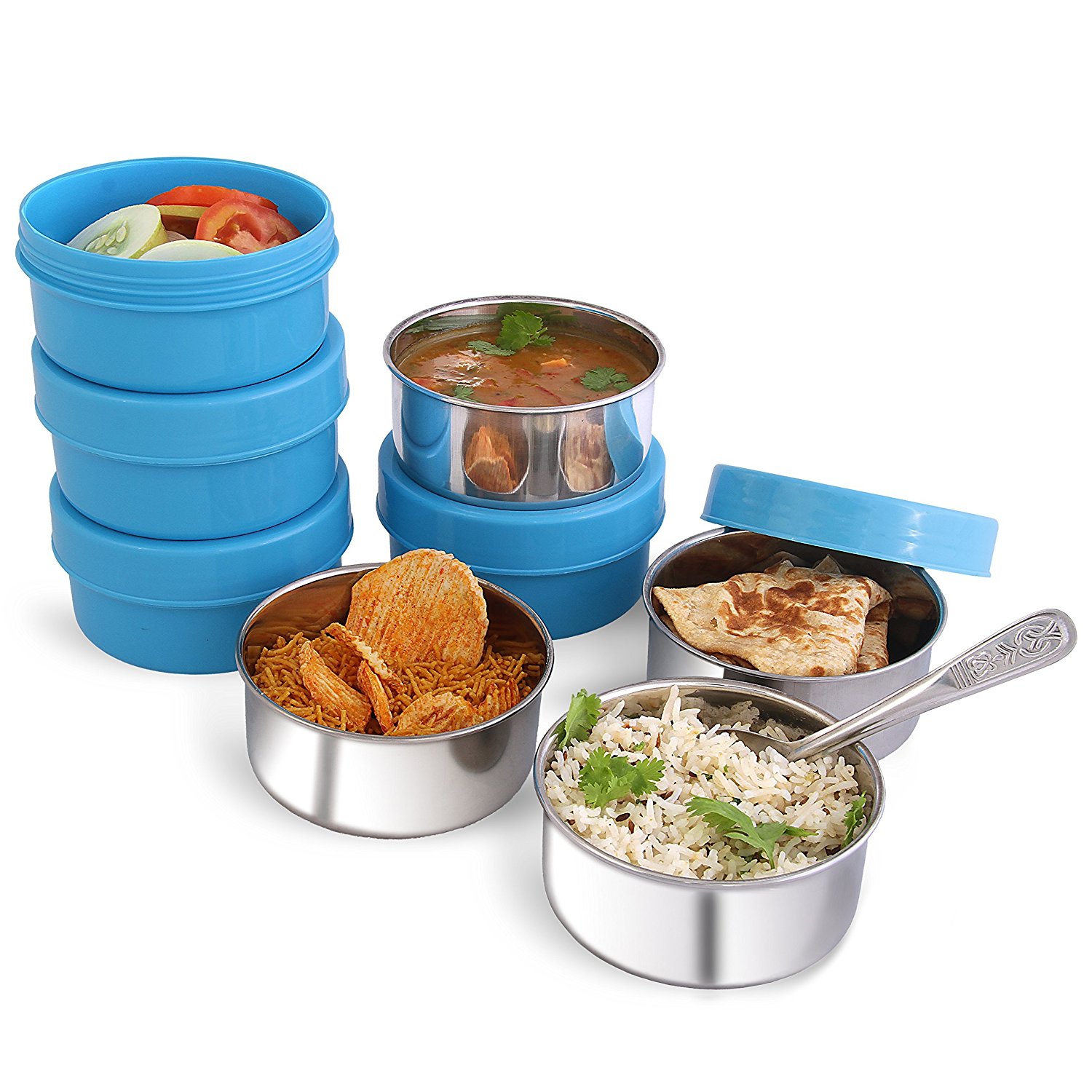 Buy BMS MaxFresh 2in1 Steel Polypropylene Lunch Box Set 8 Pieces