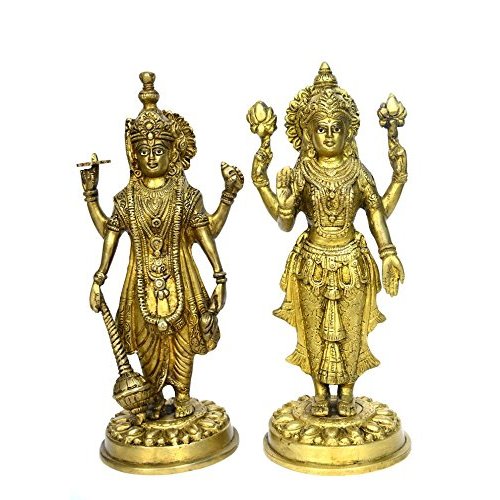 Buy Brass Hinduism Statue Of God Vishnu Laxmi Standing Pair In Fine ...