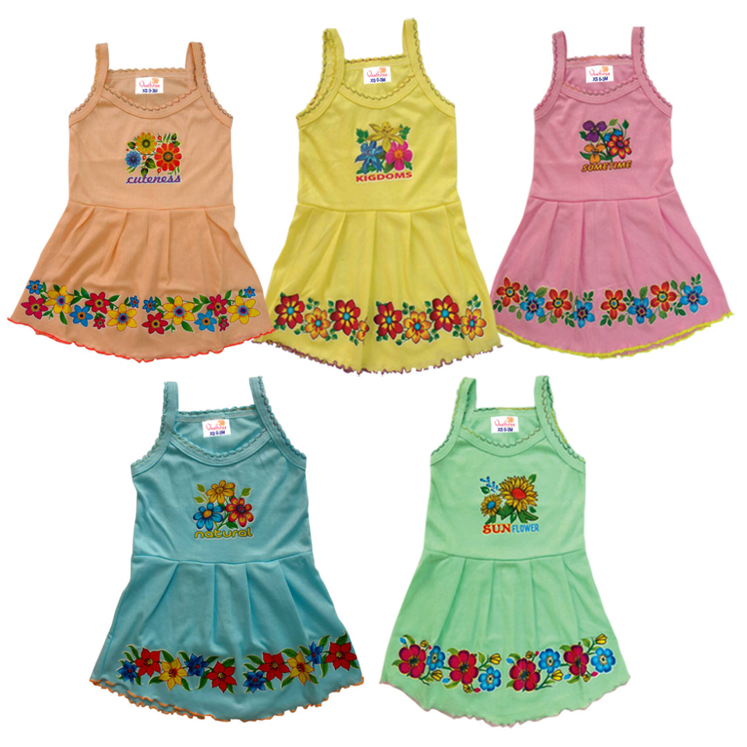 Buy VASTHRAS Multicolor Baby Girl Frock Combo Set Pack Of 5 Dress ...