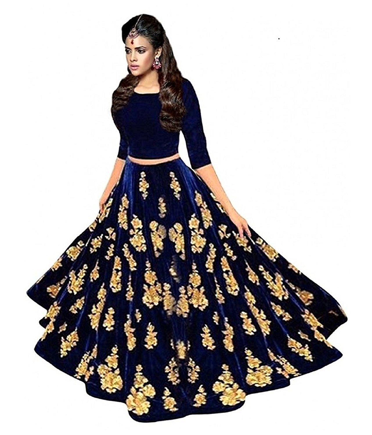 Buy New Latest Bollywood Designer Mastani Navy Blue Embroidered Lehenga Choli Online @ â¹787 from 
