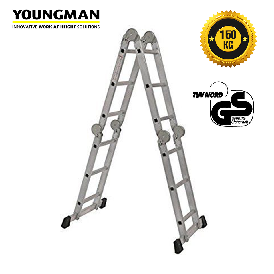 Buy Youngman 4 Section Hinged Joint Aluminium 12 Steps 3 FT Multi ...