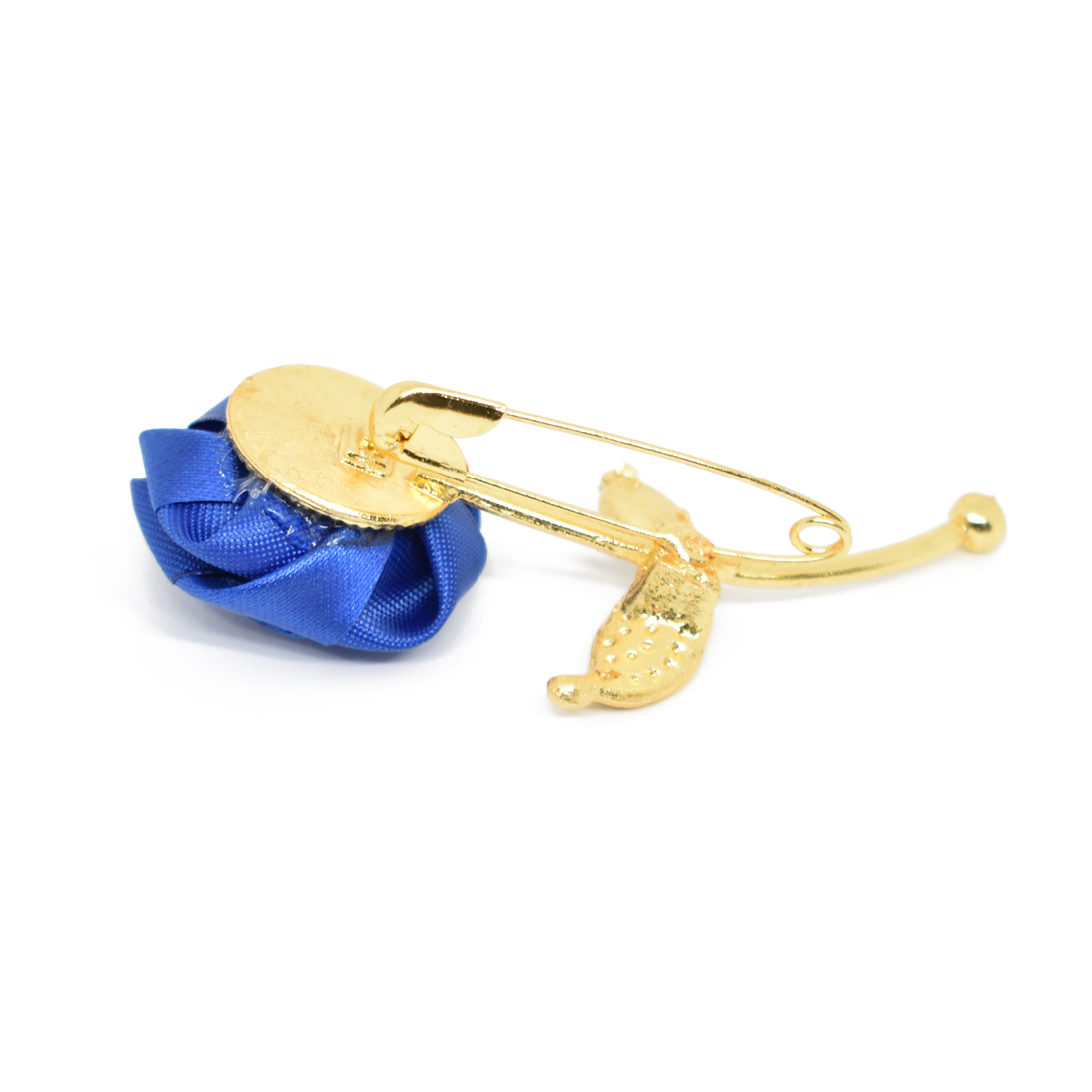 Buy Verceys Handmade Polyester Blue Rose Golden Leaf Lapel Men Brooch