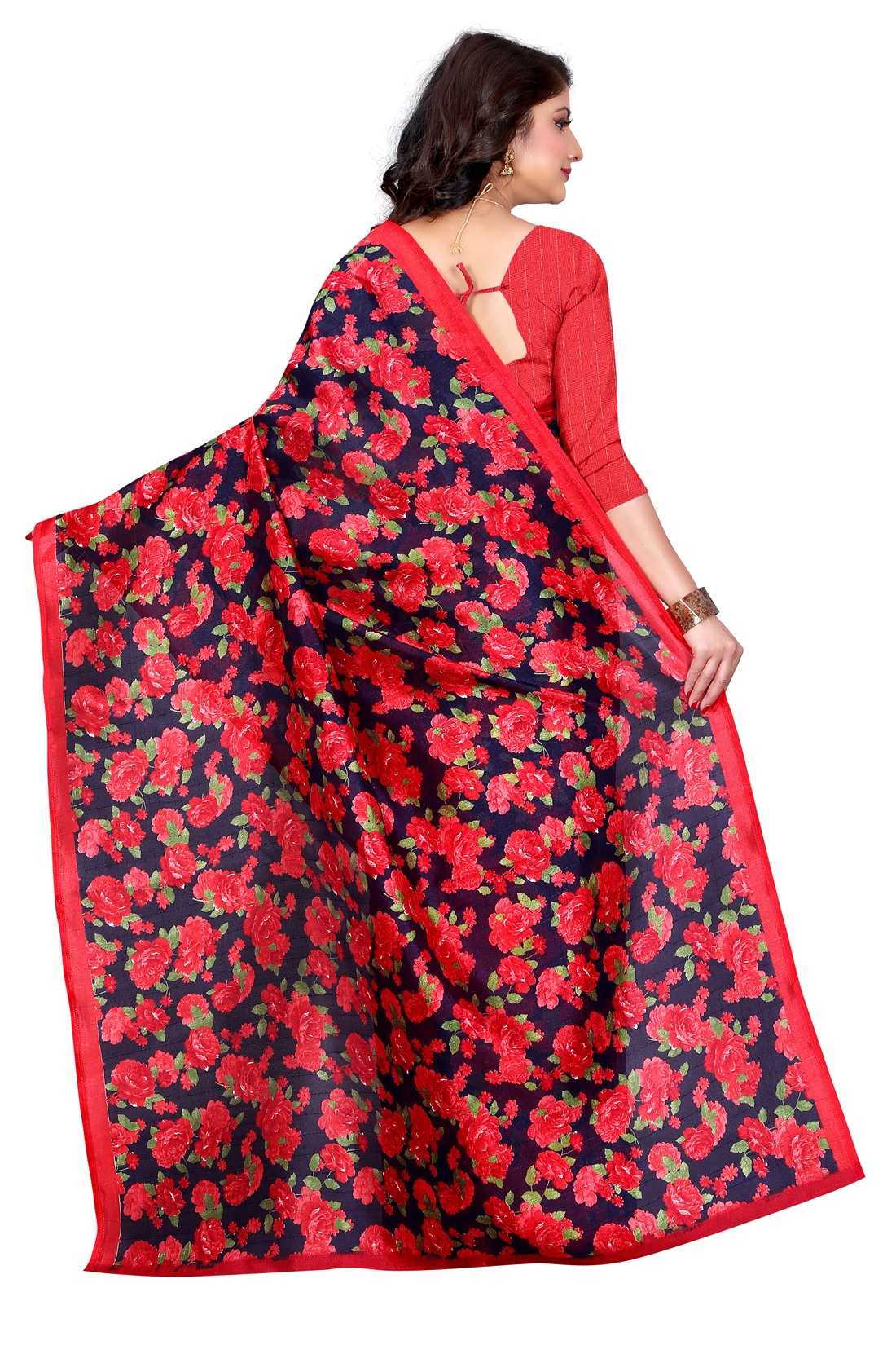 Buy Ajira Red Bhagalpuri Silk Self Design Saree With Blouse Online 4772