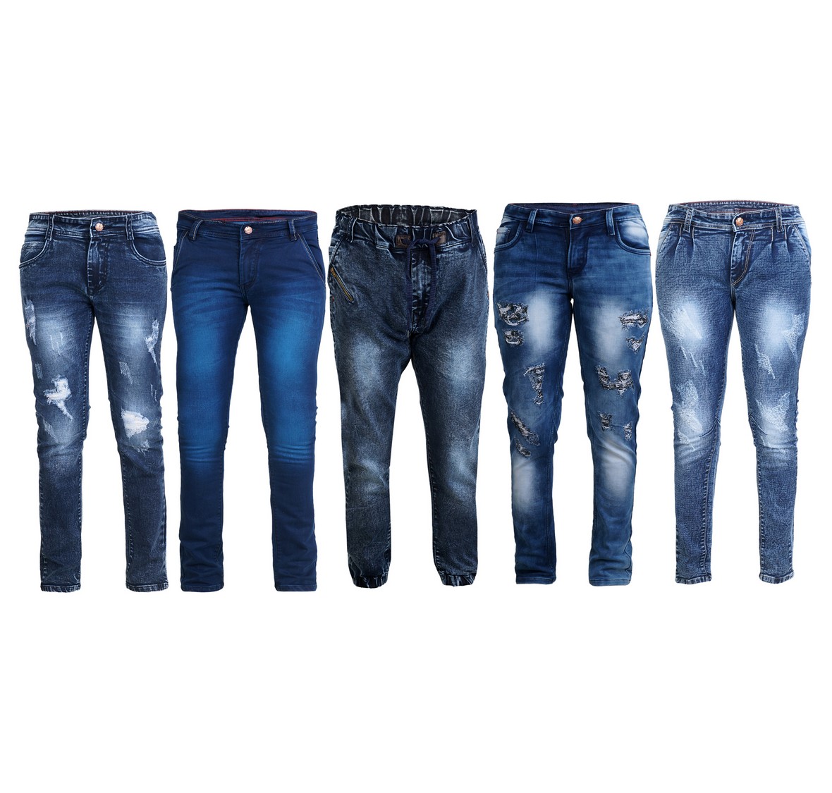Buy Indian Style Combo of 5 Blue Denim Slim Fit Casual Jeans For Men ...