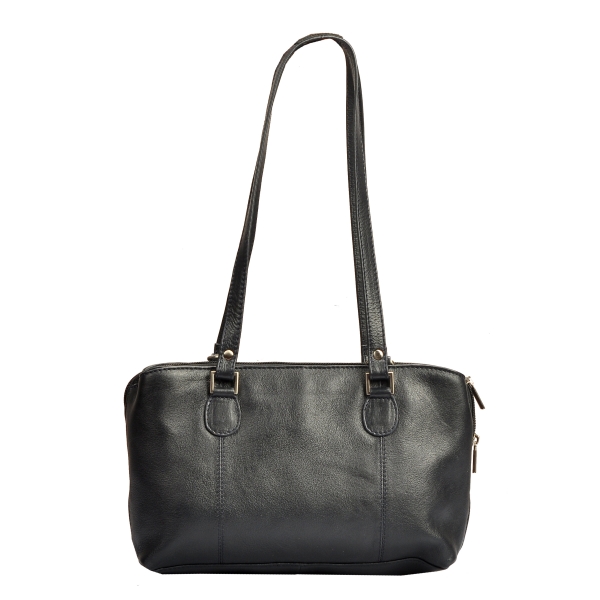Vilenca Holland Women Black Genuine Leather Shoulder Bag 70203