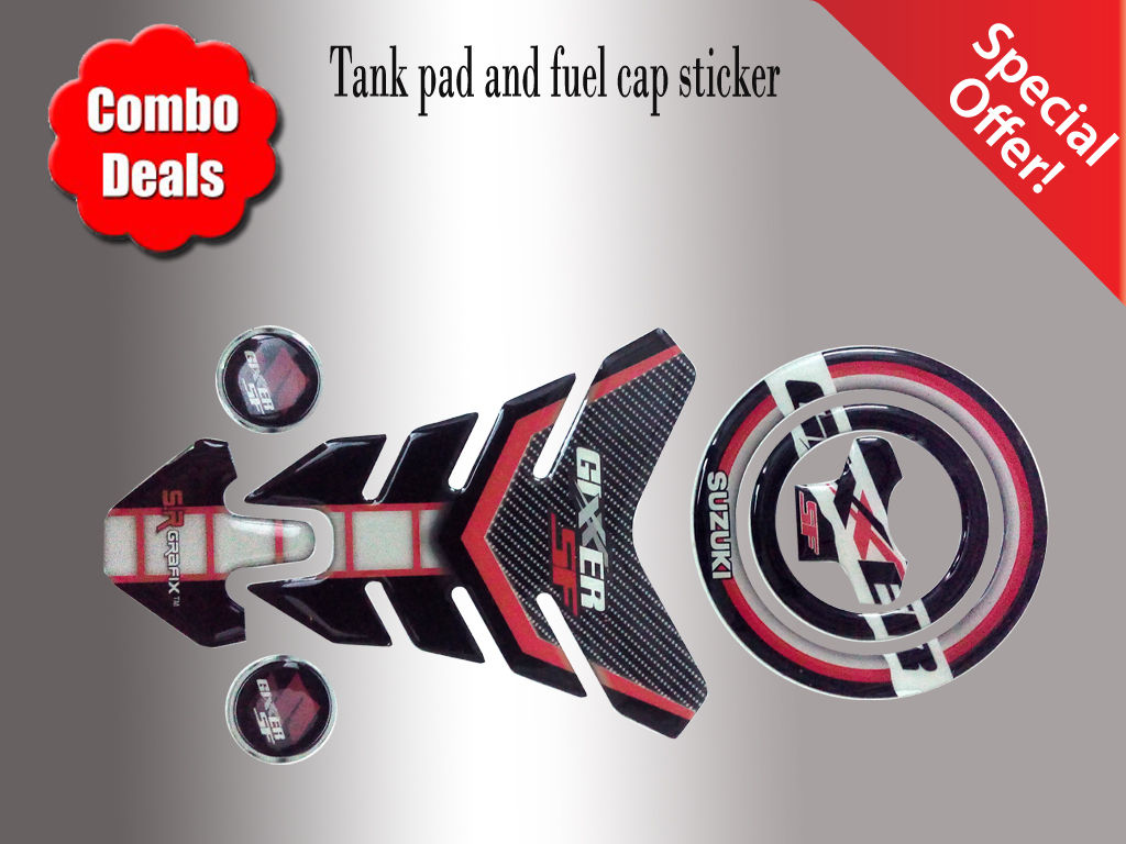 Buy COMBO Suzuki Gixxer Black Customize Vinyl Tank Pad fuel cap Sticker