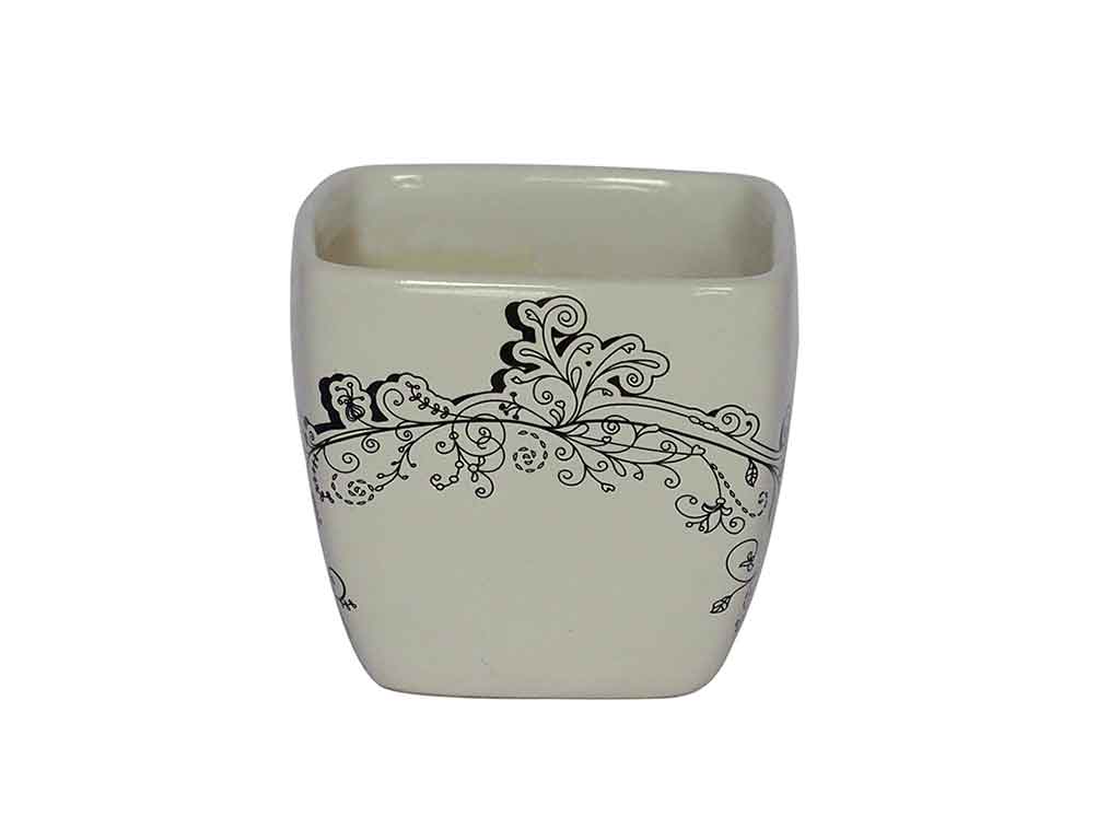 Buy White Ceramic Square Gamla Pot Online @ ₹289 from ShopClues