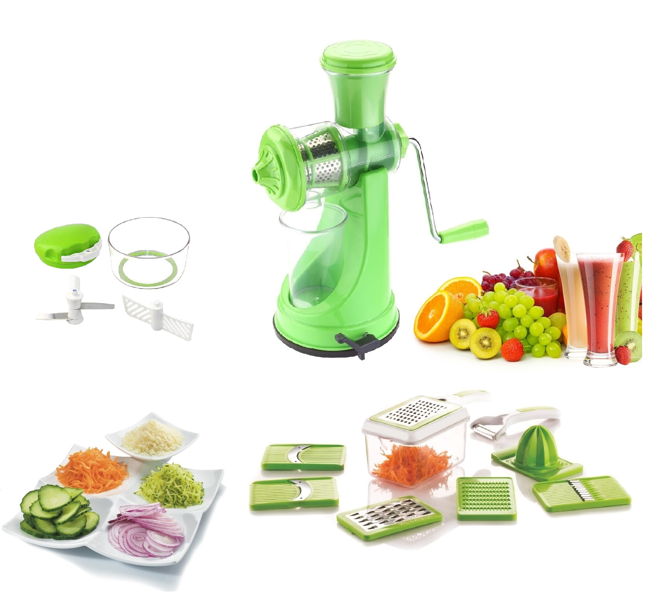 Buy SRK Kitchen Tools Combo Elegant Green Fruit Juicer + Quick Vegetable Chopper + 8 In 1 Slicer