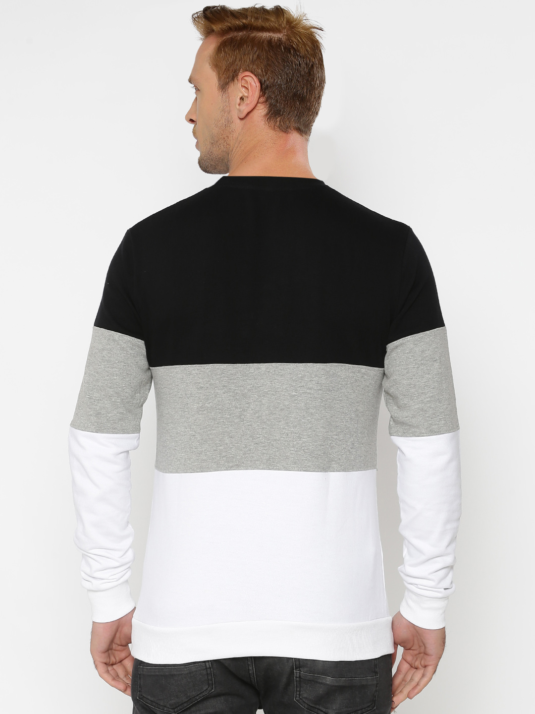 Buy Genius18 Men's Multicolor Solid Round Neck Non- Hooded Sweatshirt ...