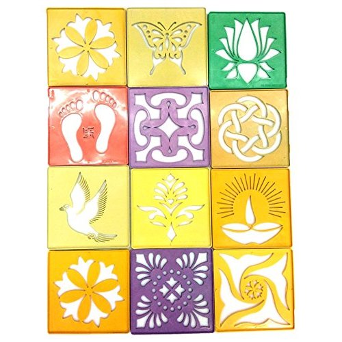 Rangoli Stencil 4 Inch 4 Inch , , Set Of 12