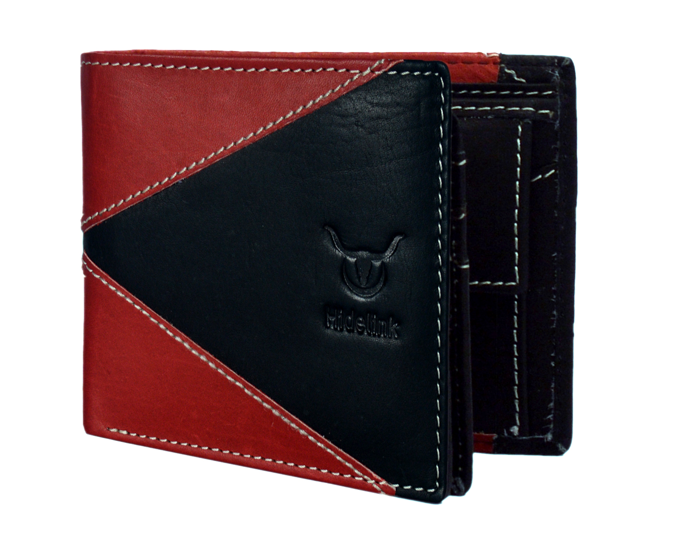 Hidelink Black Reddish Brown Leather Wallet For Men 7837