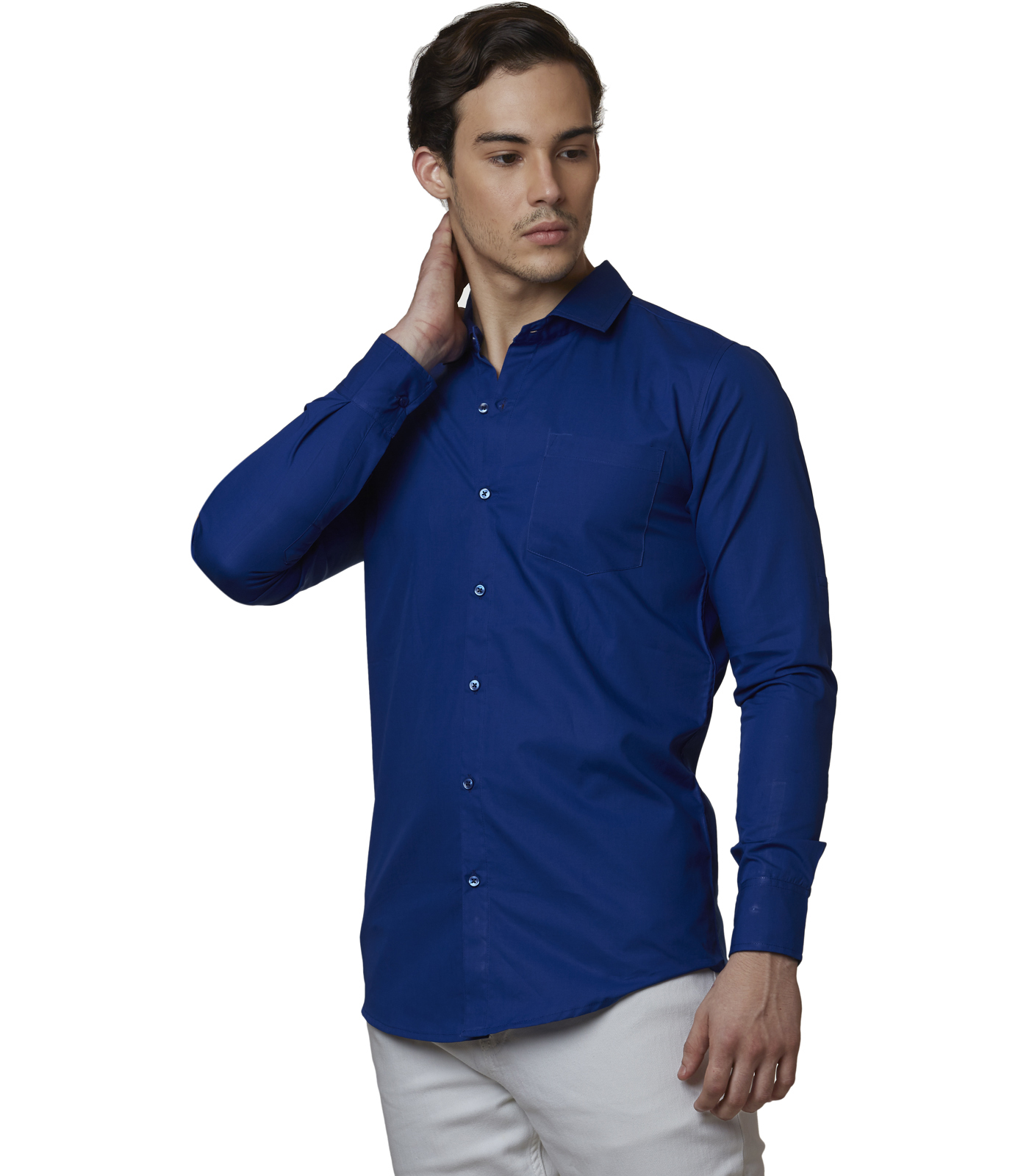 Buy Lisova Royal Blue MenS Plain Formal Slim Fit Shirt Online @ ₹599 ...