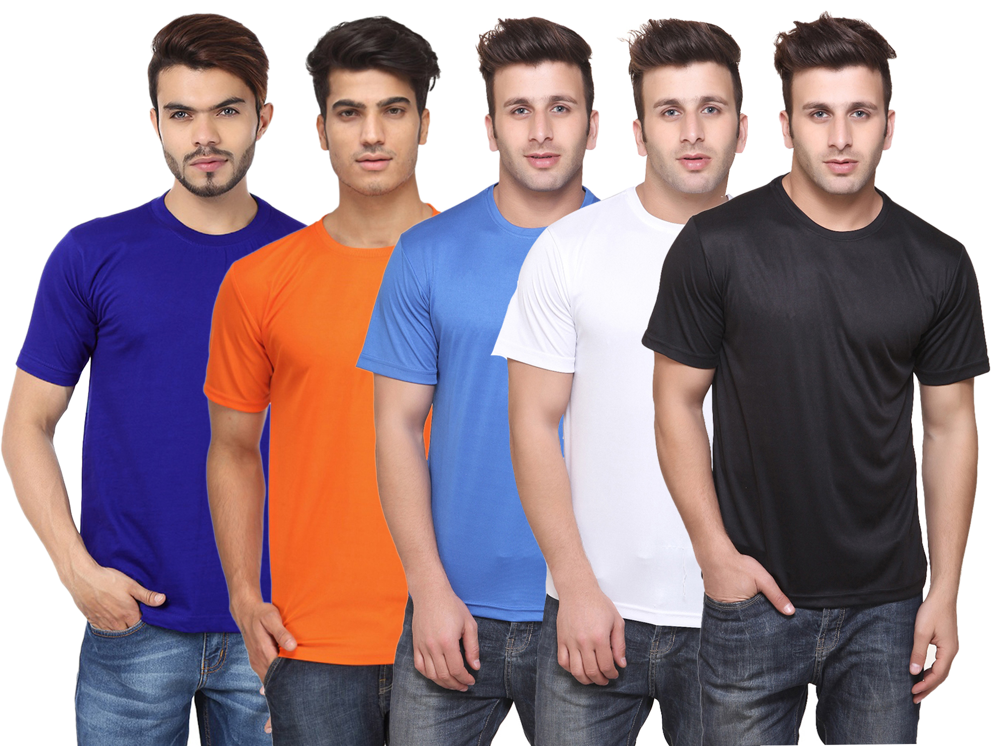 Pack of 5 CONCEPTS Multicolor Solid Round Neck T Shirt For Men