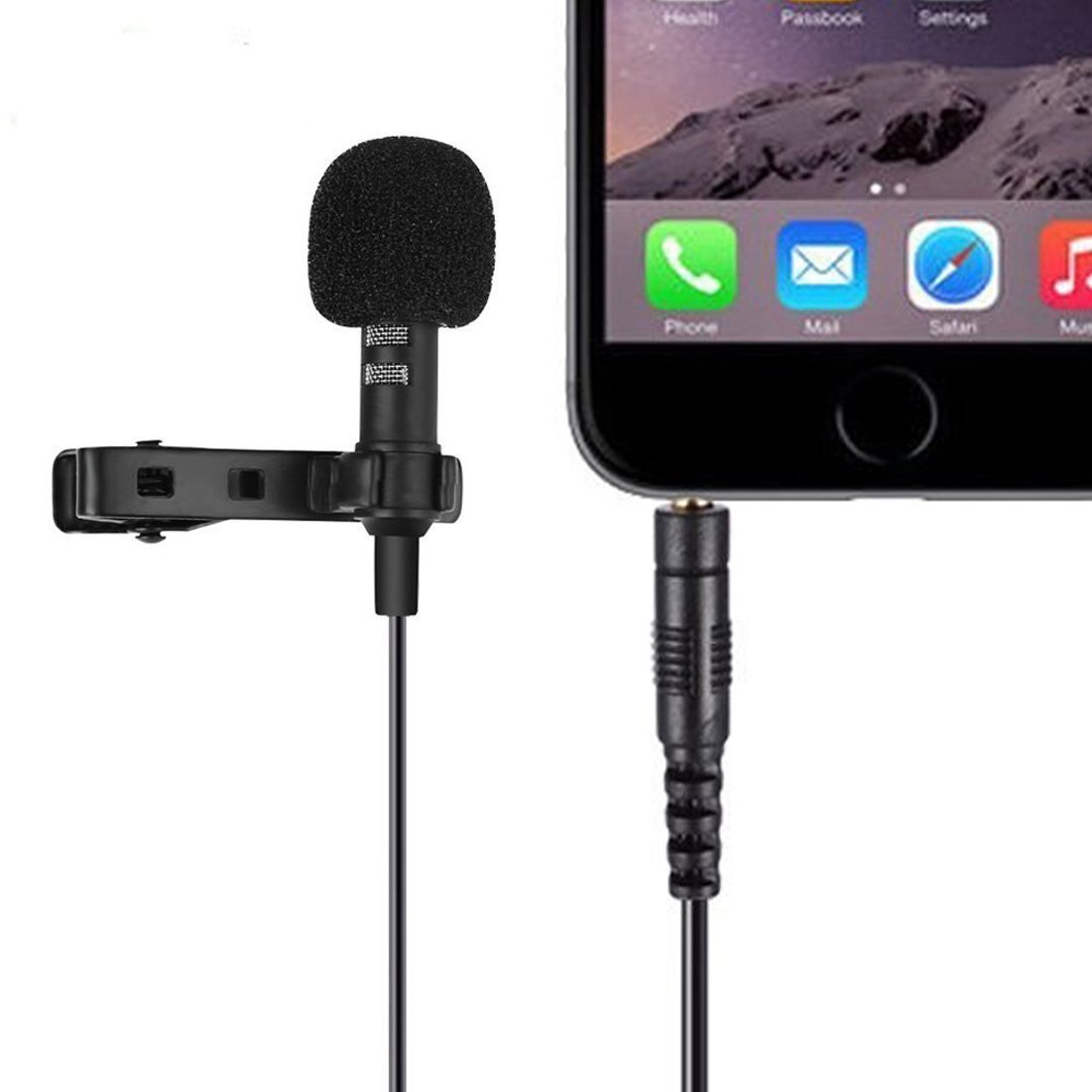 Buy Tie Clip Collar Lapel Mic Collar Microphone 3.5 mm JACK portable mic cable black for 