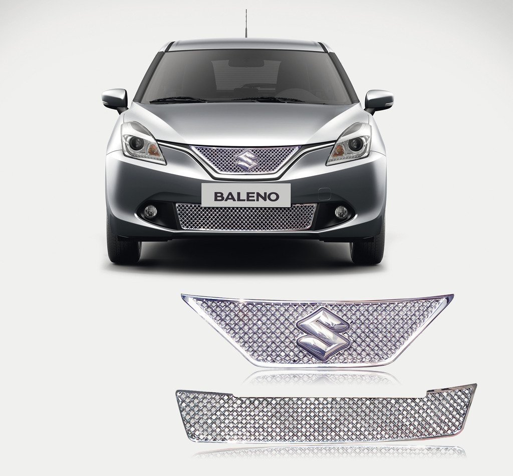 Buy Front Stylish Silver Chrome Color Grill For Maruti Baleno 2016 Set Of 2 Pcs. Online ₹5195