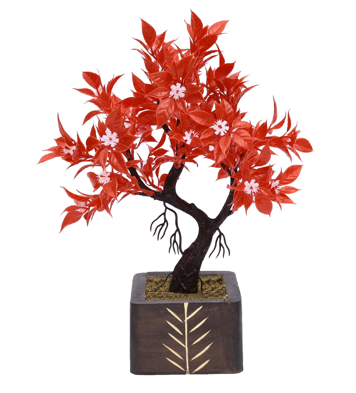 Buy Random Y Shaped Artificial Bonsai Tree with Red Leaves and White