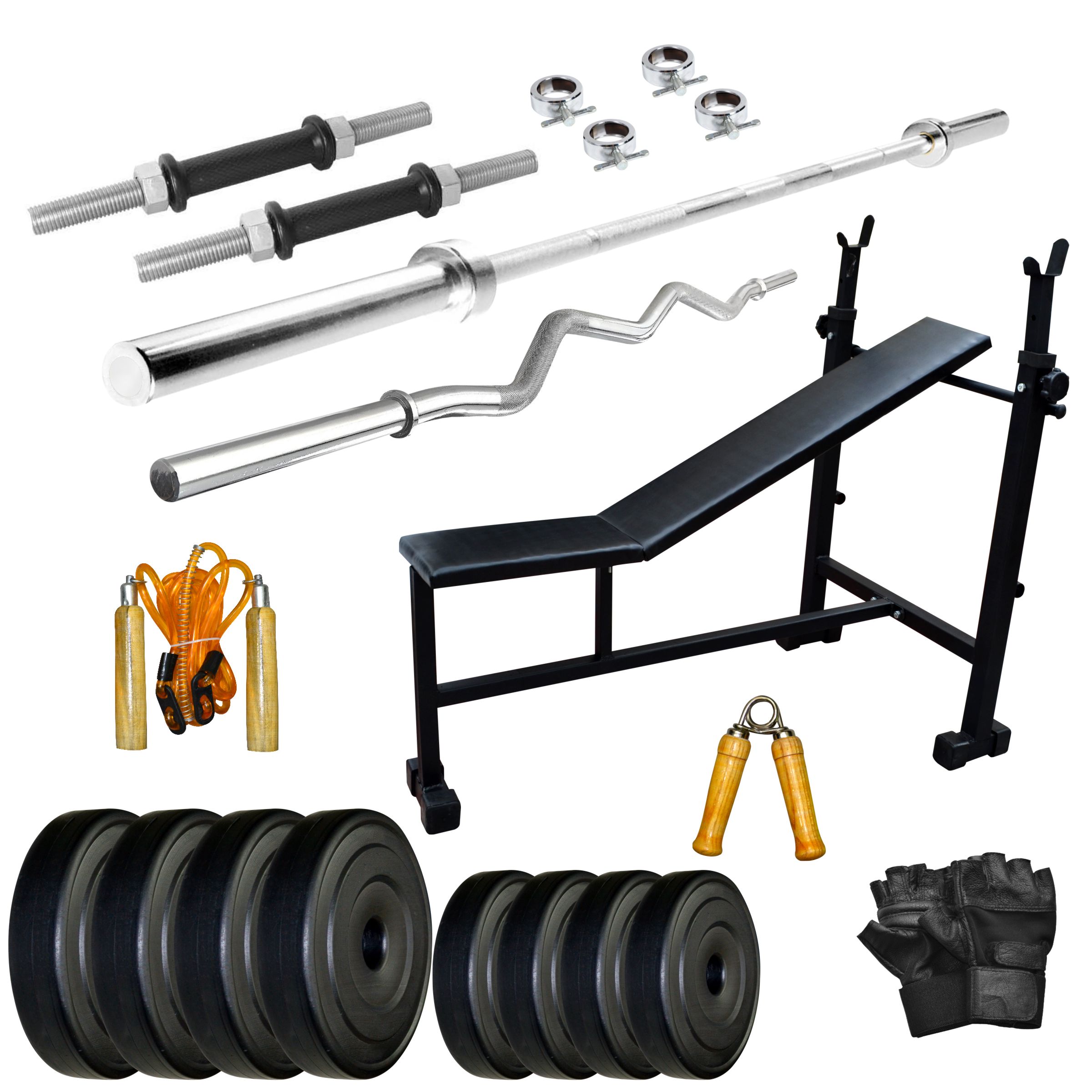 Buy Livestrong 20 Kg PVC Weight With 3 In 1 Bench Home Gym Combo Online ...