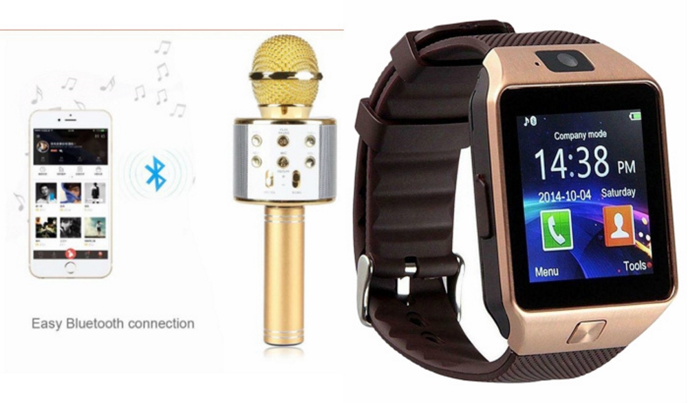 Buy Clonebeatz DZ09 Smartwatch and Q7 Microphone Karrokke and Bluetooth