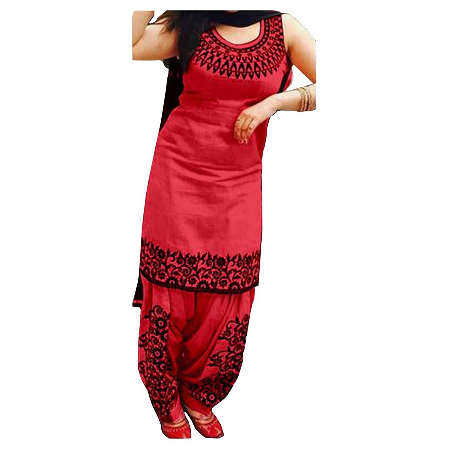 Buy New Latest Bollywood Designer Red Patiyala Cotton Printed Women's Dress Material Online 