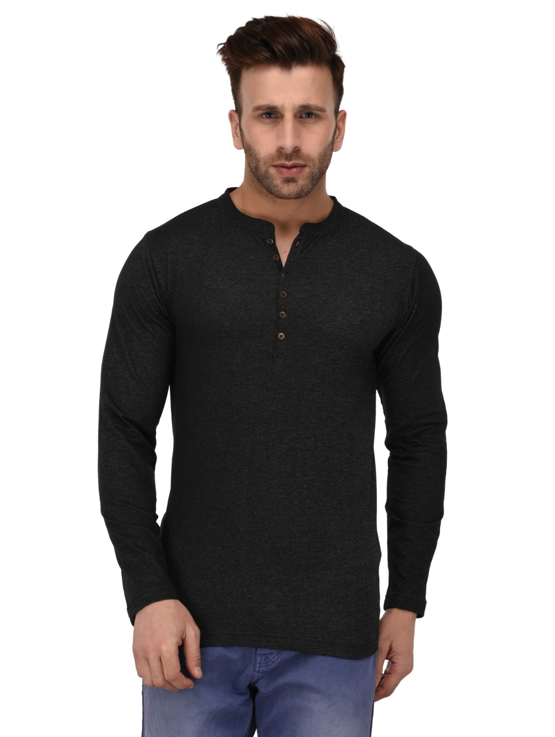Buy Rigo Black Lycra Denim Full Sleeve Slim Fit Tshirt For Men Online ...