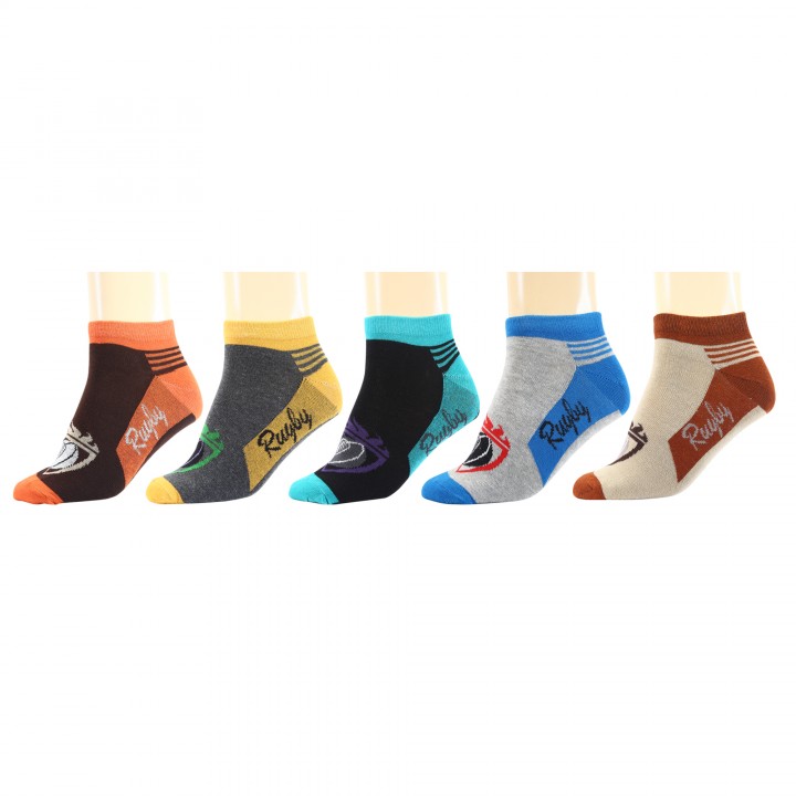 Buy Maroon Multicolour Mens Set of 5 Computersid Ankle Length Socks ...