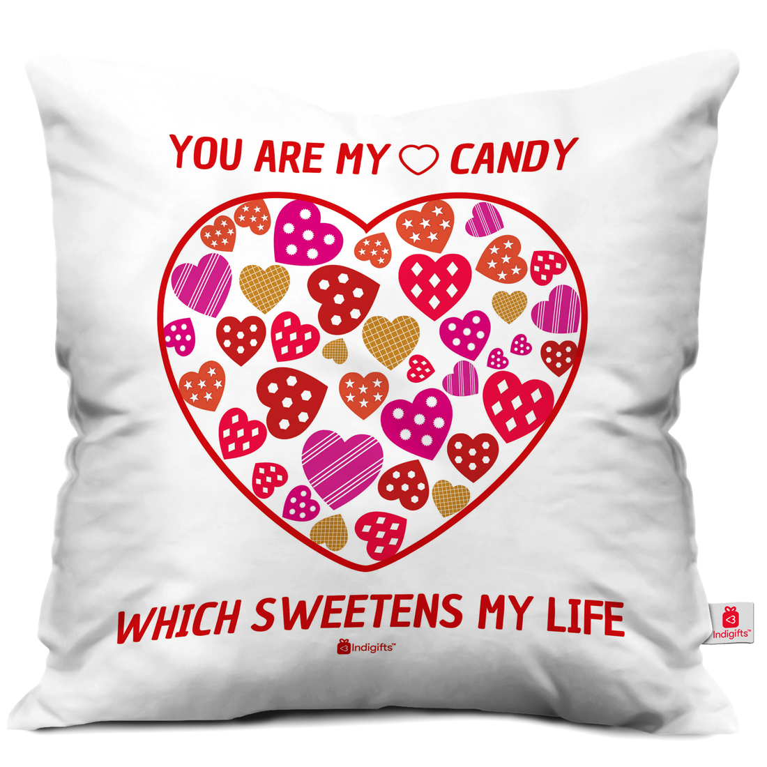 Buy Indigifts Valentine Day Gifts Cushion Cover Satin White 16x16
