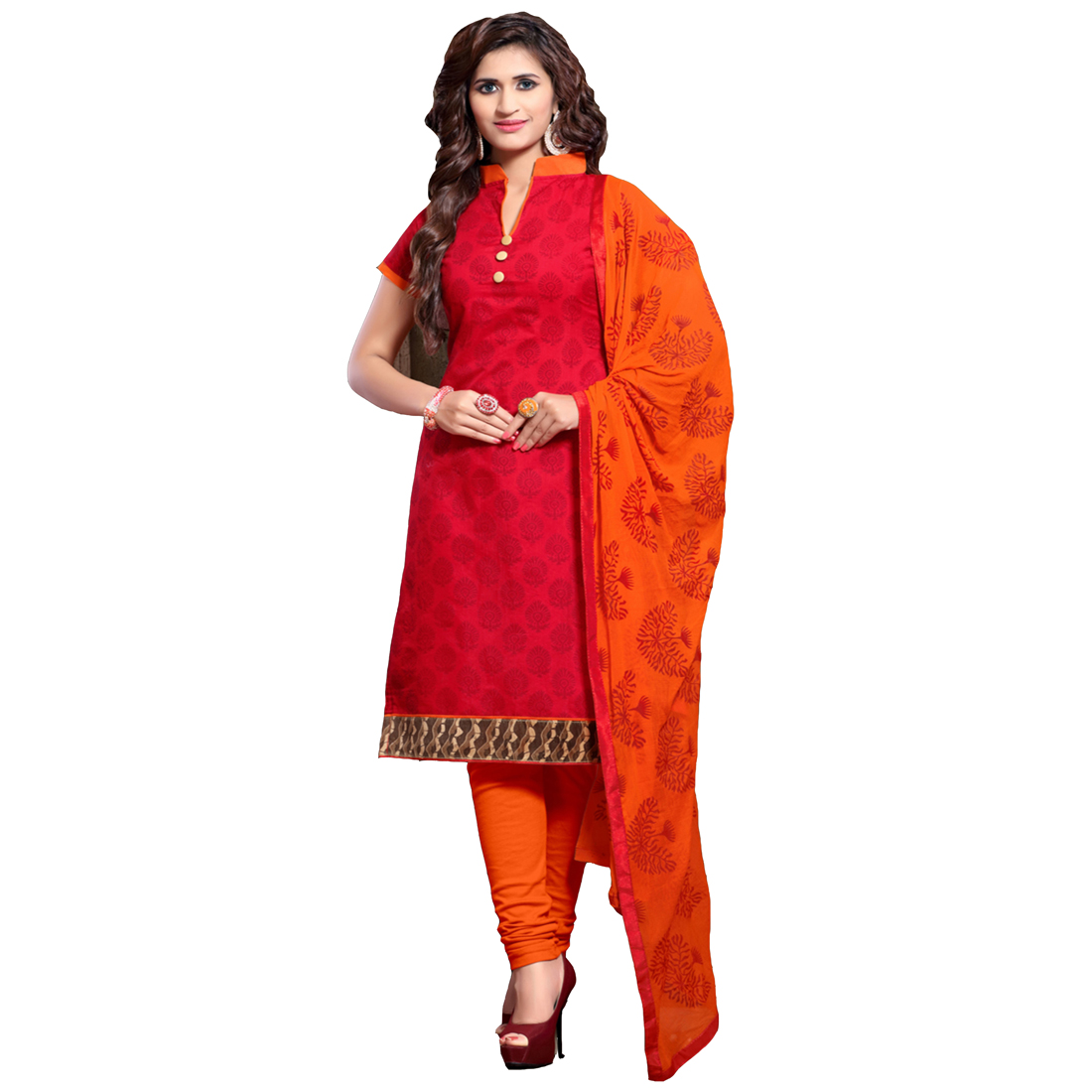 Light Pink Kurta Art silk Churidar main image 1