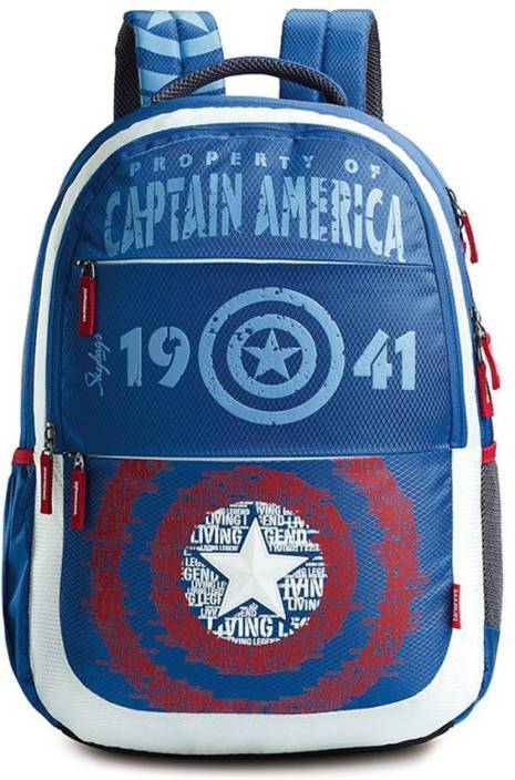 Buy Skybags Marvel Plus Captain American Blue Spacious Backpack Online ...