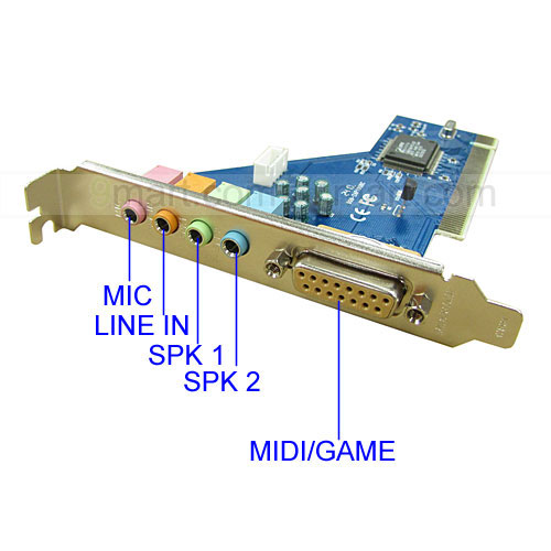 Online 4 Ch Game 3D Audio PCI Internal PC Sound Card with MIDI Port