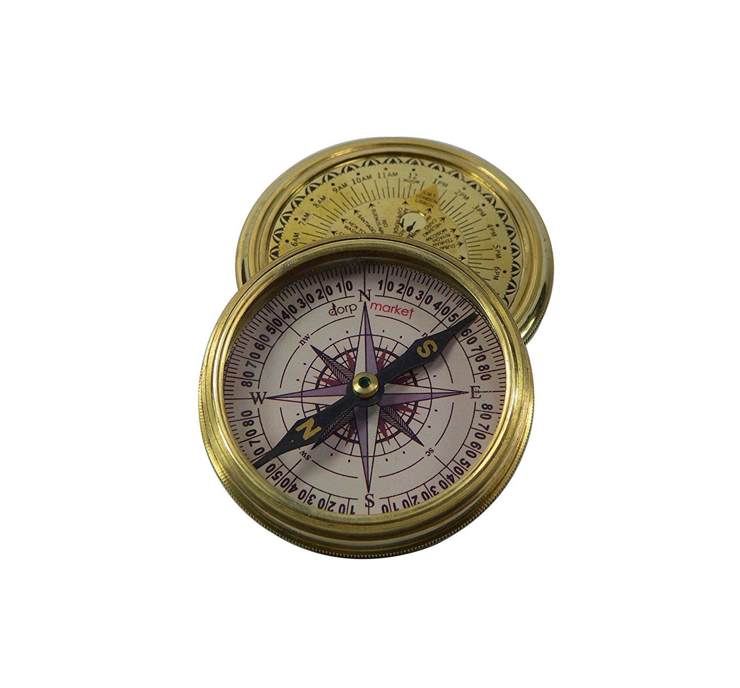 Buy 3 Inch Brass Compass With Different Cities Time Viewer Sundial Compass Online ₹899 From 9667