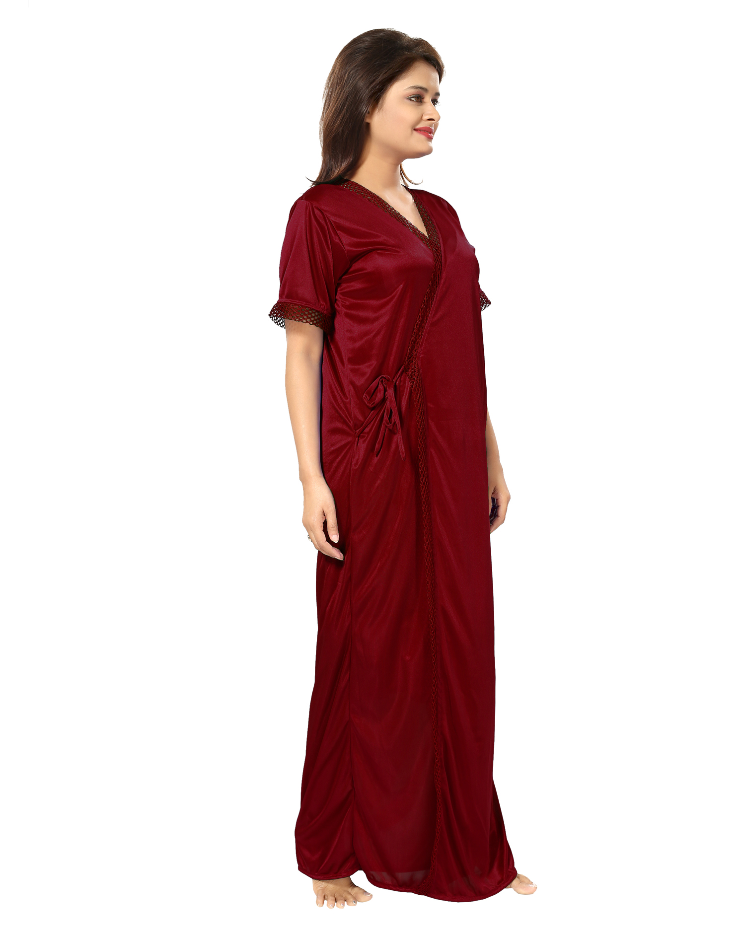 Buy Be You Maroon Solid Women Nighty with Robe Online @ ₹629 from ShopClues