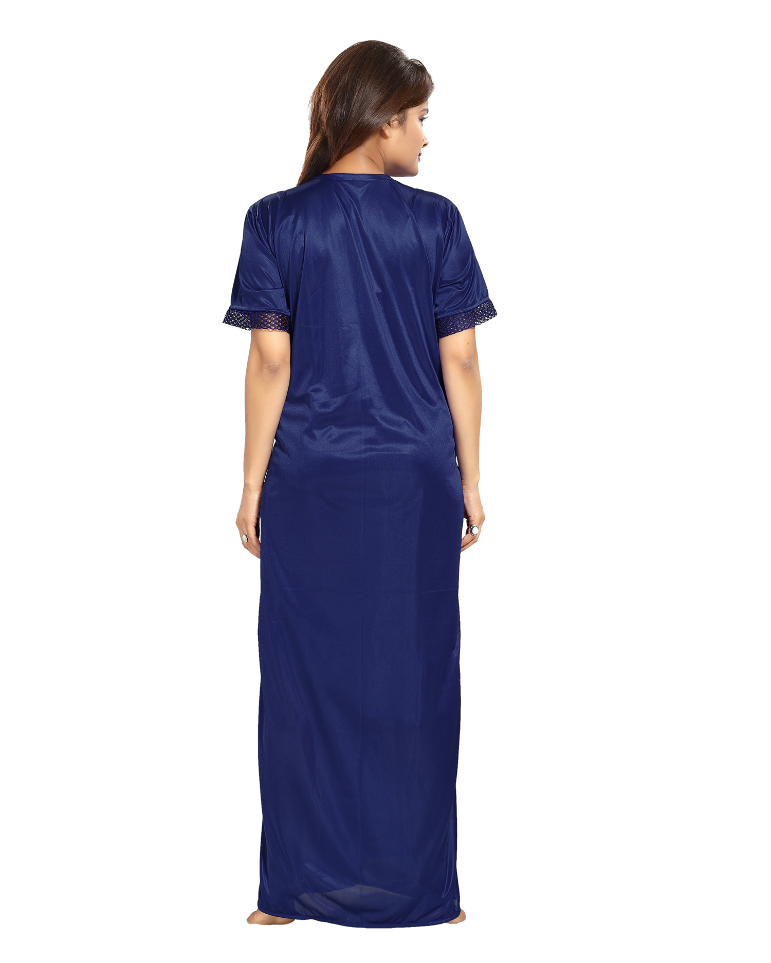 Buy Be You Navy Blue Solid Women Nighty with Robe Online @ ₹629 from ...