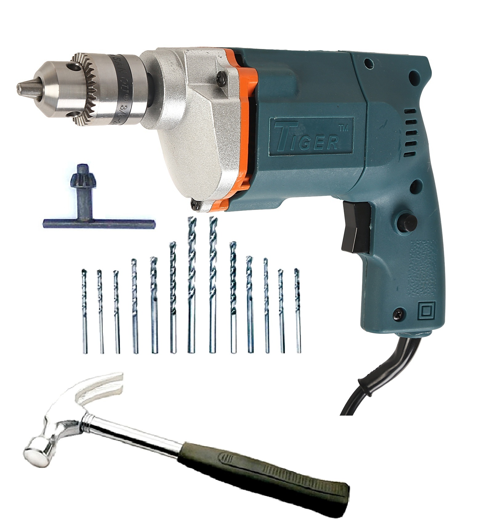 Buy Tiger 10 mm Electric drill Machine with hammer + 13 HSS Bits Online