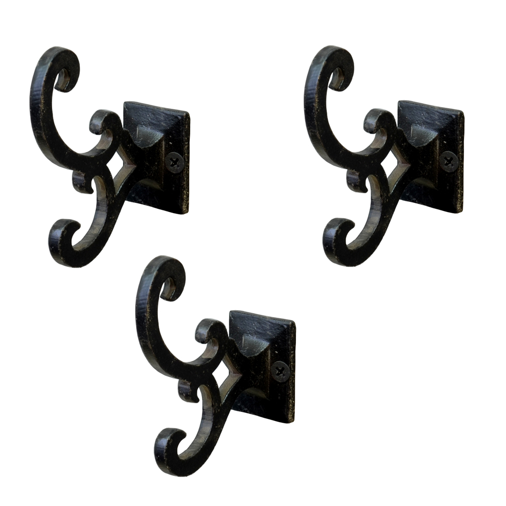 Buy Casa Decor Set Of 3 Scrollwork Design Wall Hooks Hanging Clothes ...