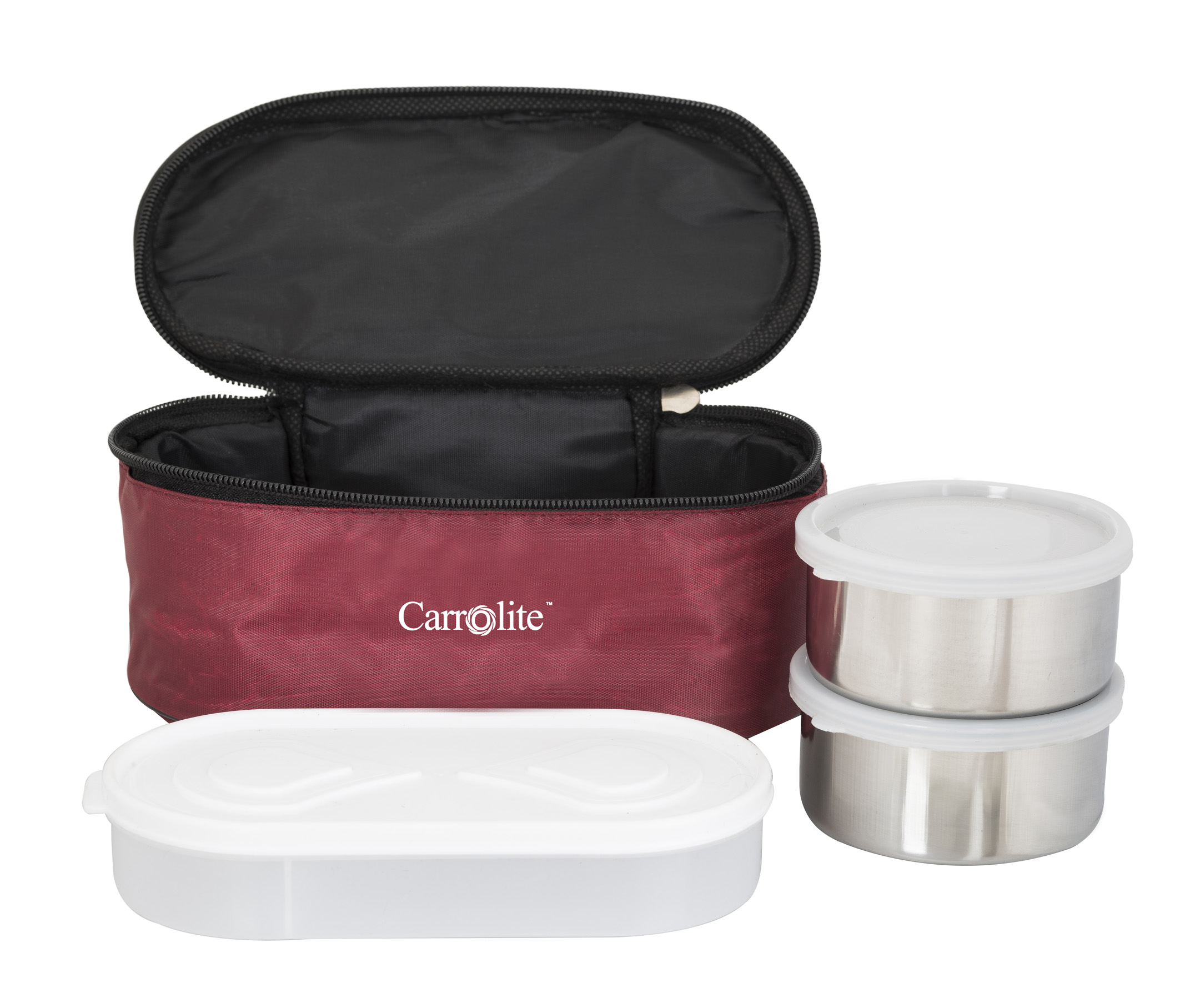 Buy Combo Browny Maroon Lunchbox-4 Steel Container2 Plastic Chapati ...