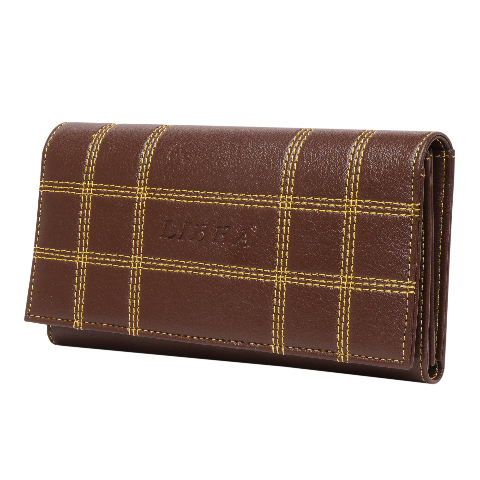 Buy Brown Color Square Striped Ladies Wallet PU Leather Purse Wallet ...