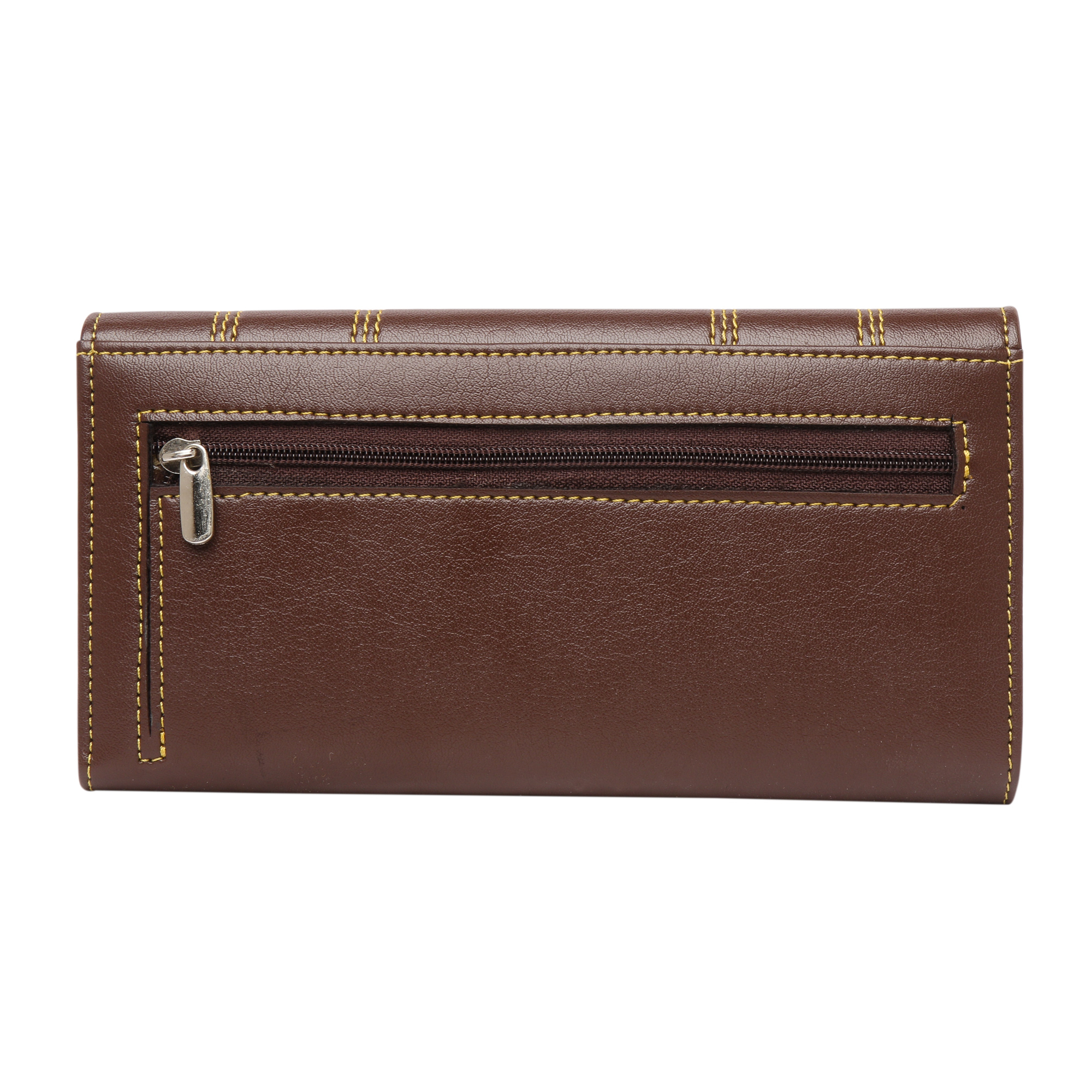 Buy Brown Color Square Striped Ladies Wallet PU Leather Purse Wallet ...