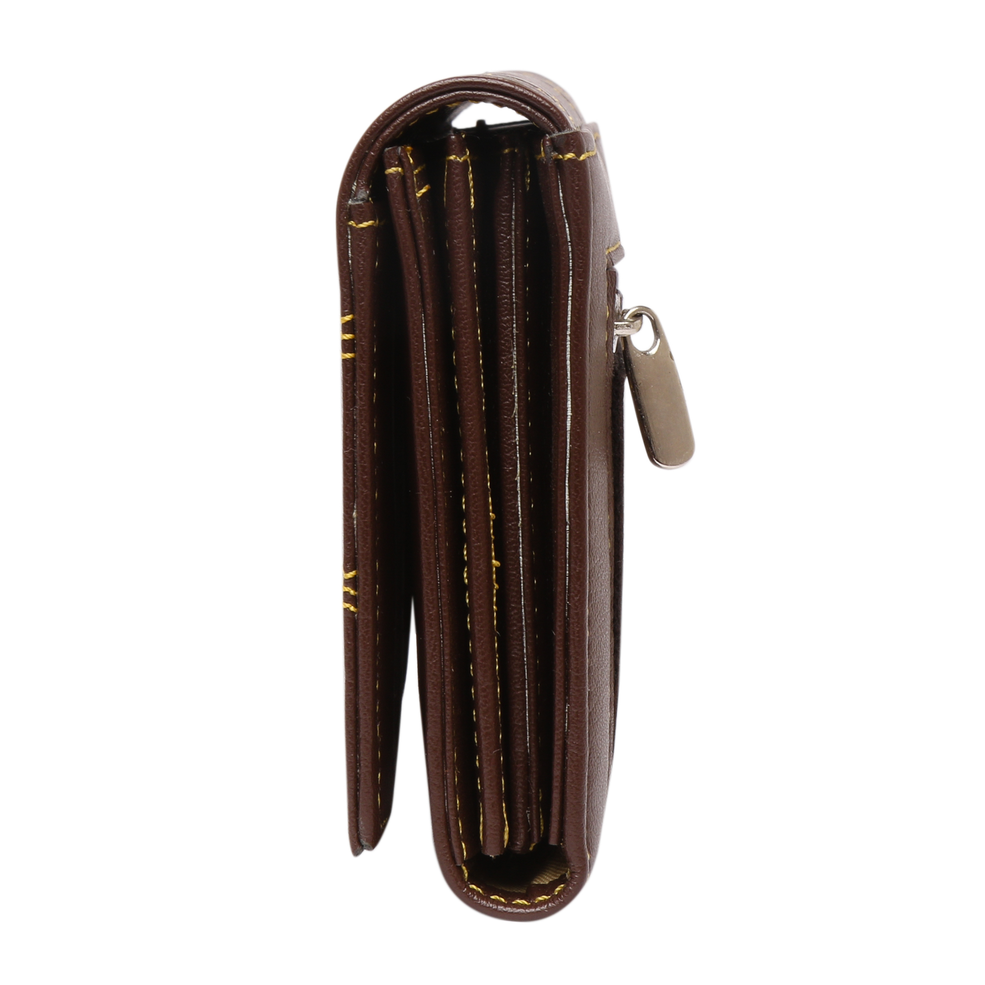 Buy Brown Color Square Striped Ladies Wallet PU Leather Purse Wallet ...