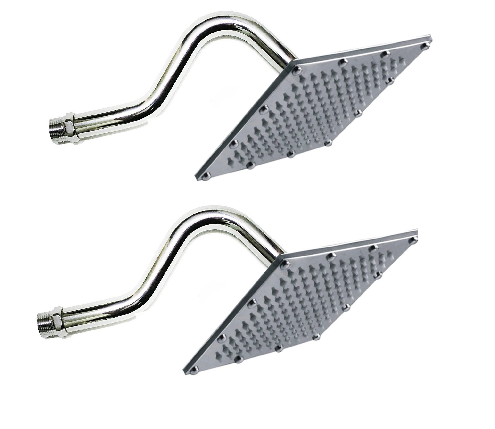 Prestige 8x8 Sandwich Rain Shower Head with 12inch S Type Arm Pack of 2