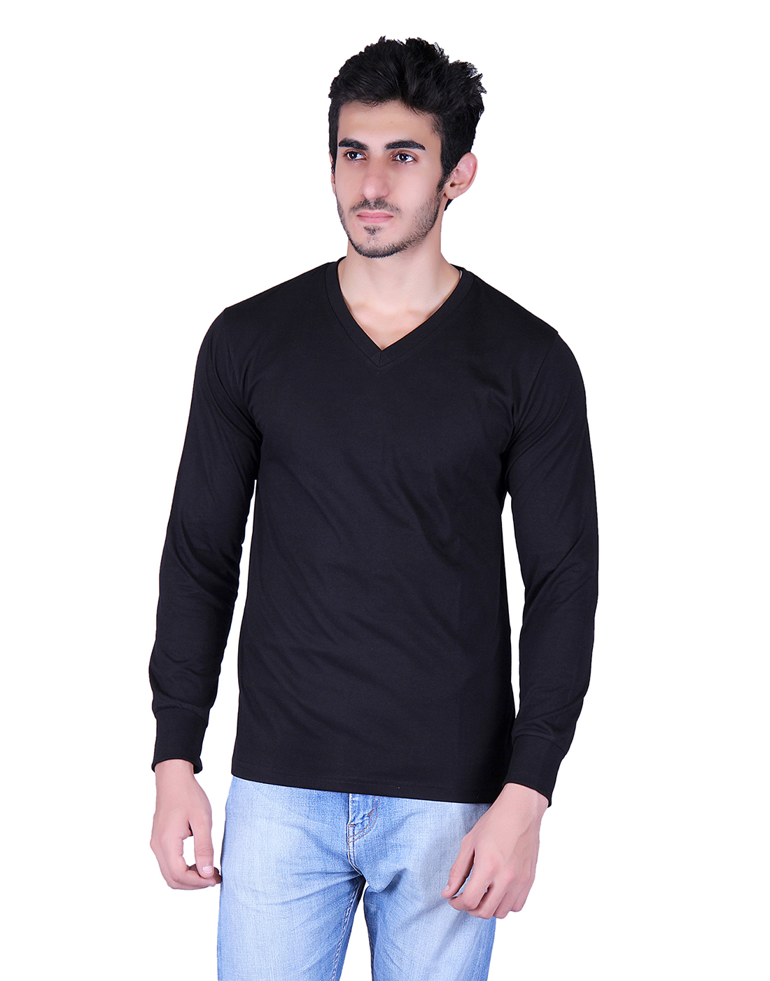 Buy Gents v/n solid black tshirt Online @ ₹376 from ShopClues