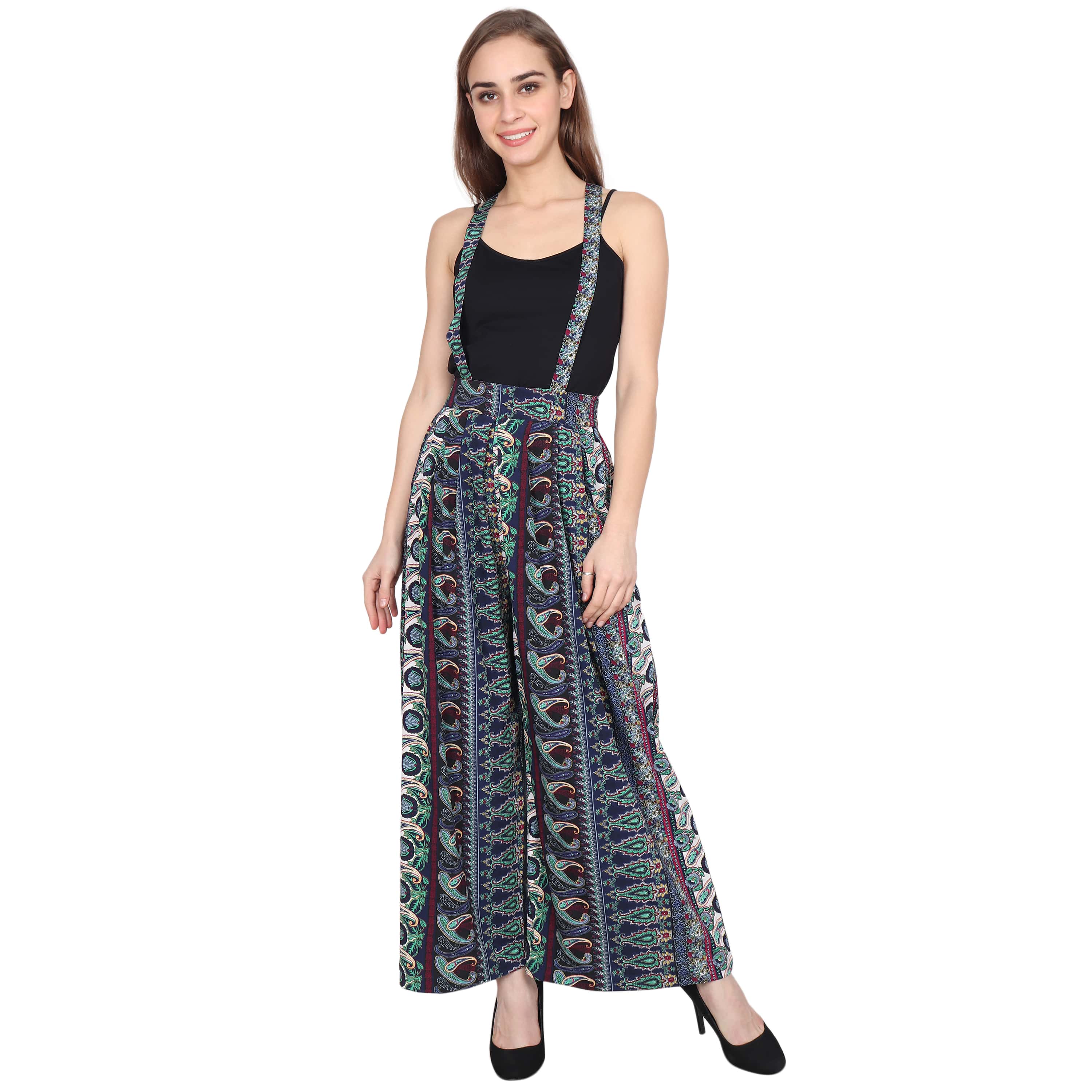Dungaree Style Palazzo Womens Green Dungarees Women's Linen Jumpsuit  Sleeveless Strap