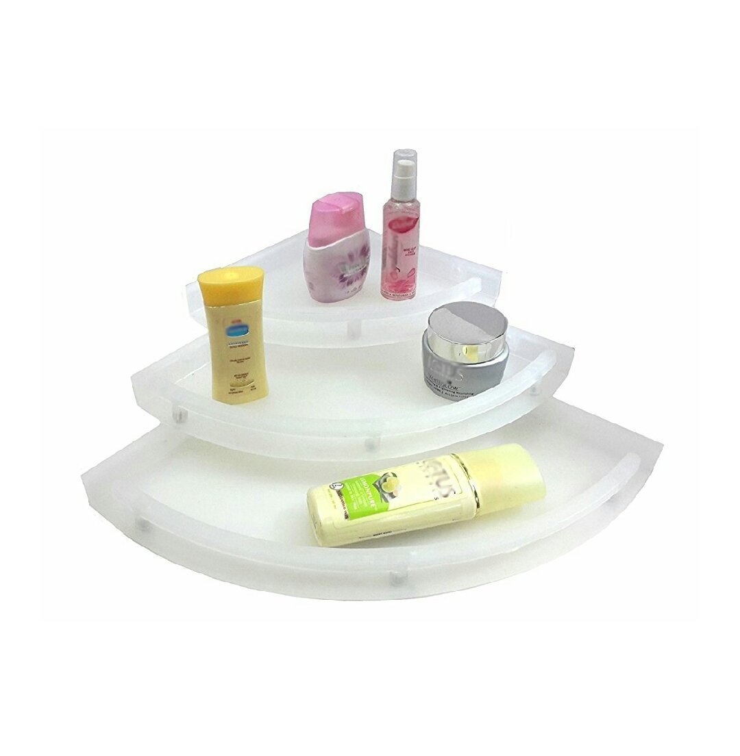 UnBreakable Premium Quality Crystal Clear Corner Set Plastic Bathroom Corner Shelves  Pack of 3, Clear 