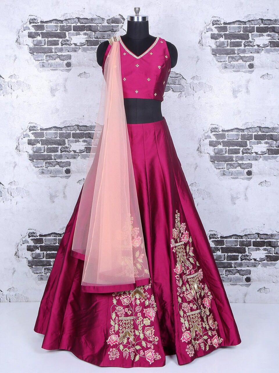 pink embroidered lehenga choli