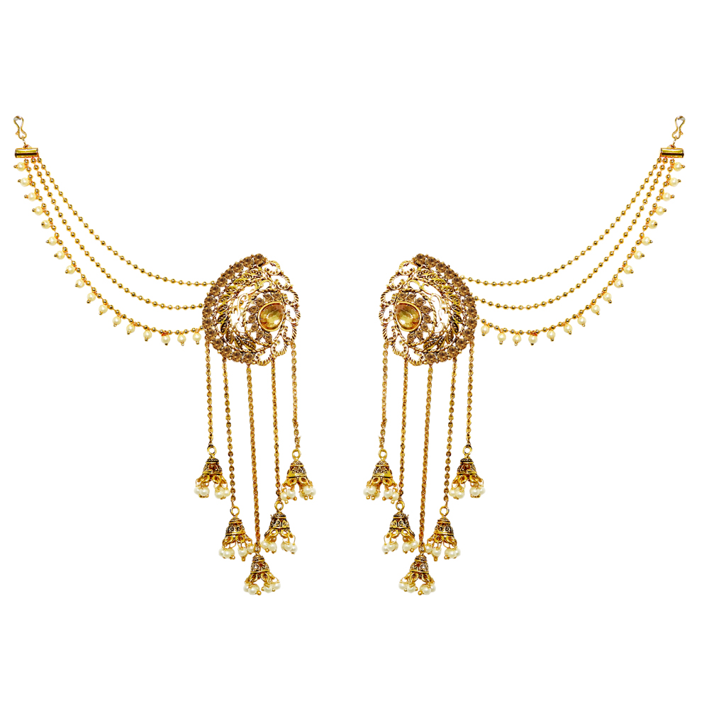 Buy Meia Gold Plated Gold Alloy Dangle Kan Chain Earrings For Women ...