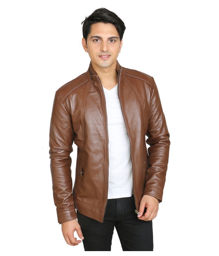 Buy OBANI Men's Leather Jacket TJ17 Online @ ₹7400 from ShopClues