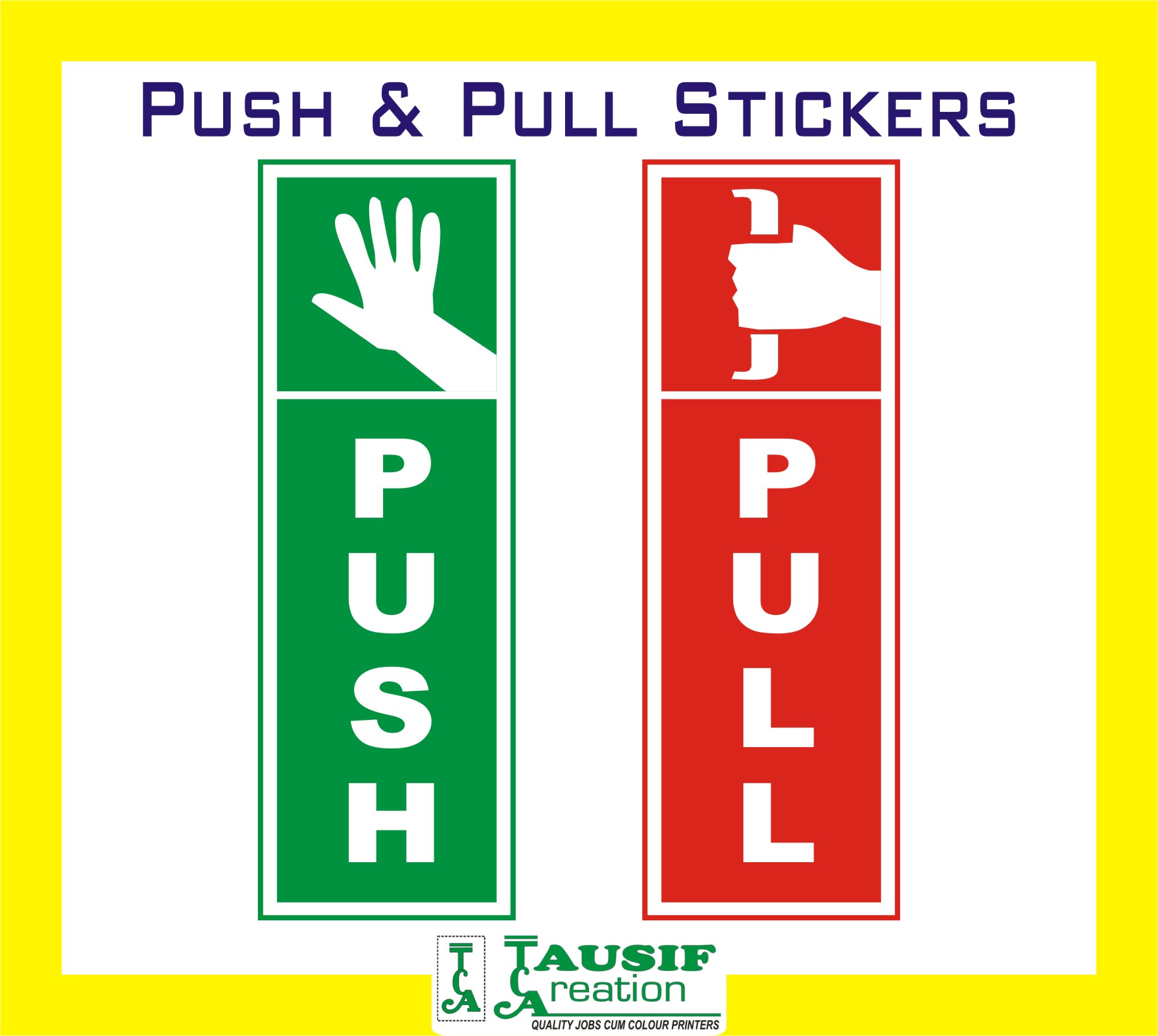Buy New PUSH PULL Sign Laminated Glossy Doors Sticker (4.5 Inch L X 1.5 ...