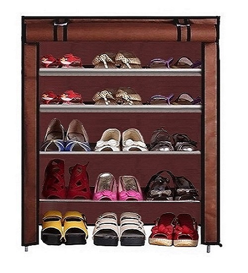 Buy 4Layer shoe rack with brown cover Online @ ₹999 from ShopClues