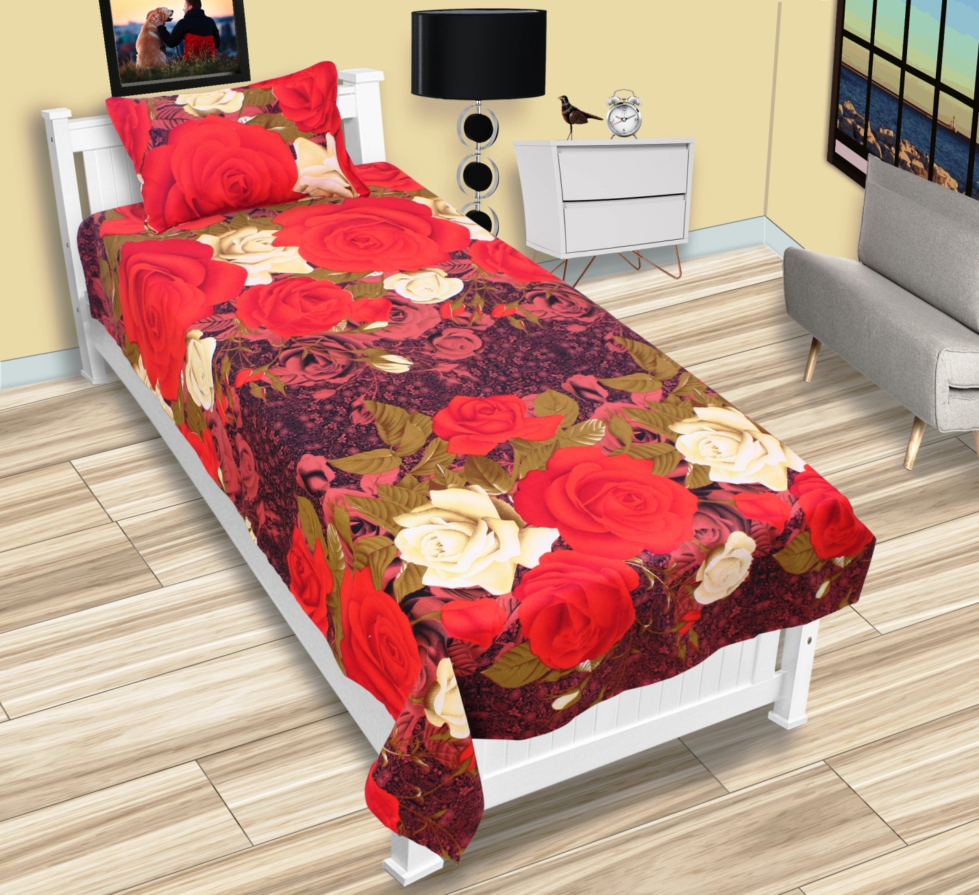 Buy Panipat Direct Single Bed Sheet With 1 Pillow Cover(PDSBP07) Online