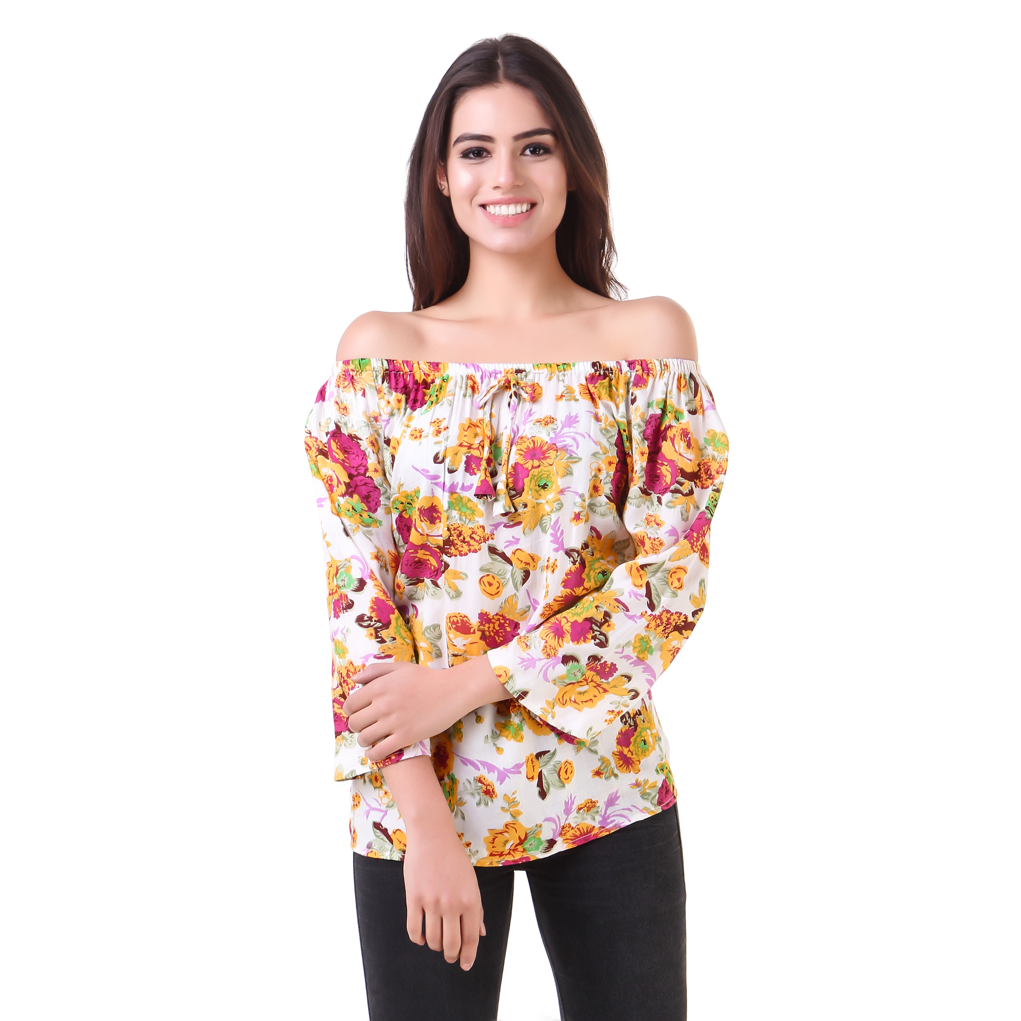 Buy Fine Multi Printed Boat Neck Crop Tops For Women Online @ ₹305 from ...