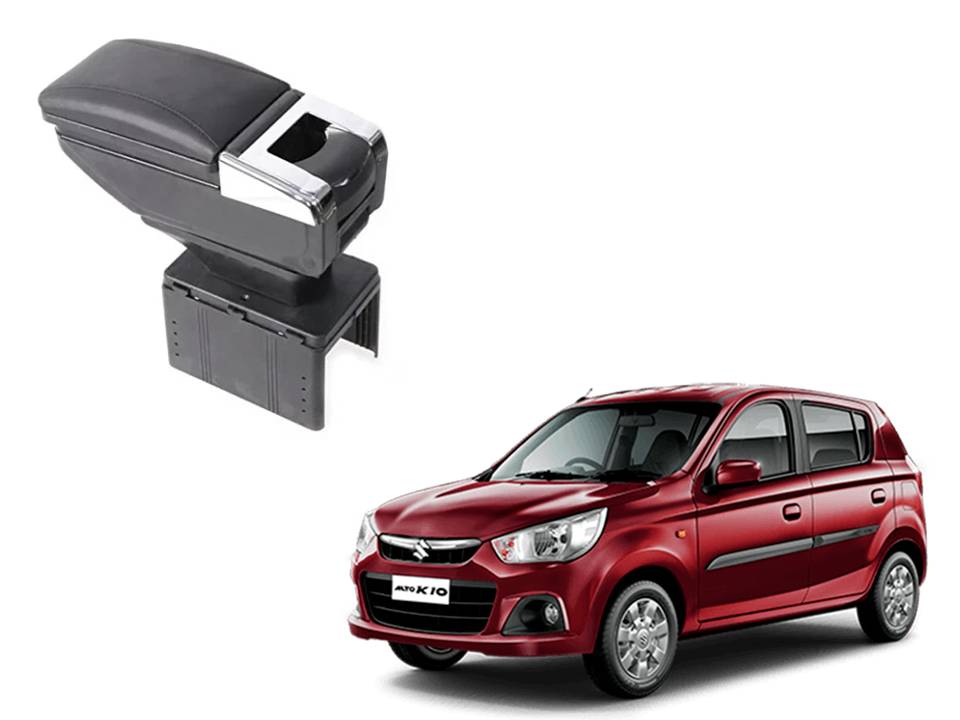 Buy Stylish Black Arm Rest Console For Maruti Alto K10 Arm Rest in Chrome Design with Ashtray